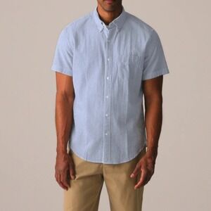 NWT New J. Crew 100%‎ Cotton Blue White Stripes Casual Shirt Relaxed Fit L